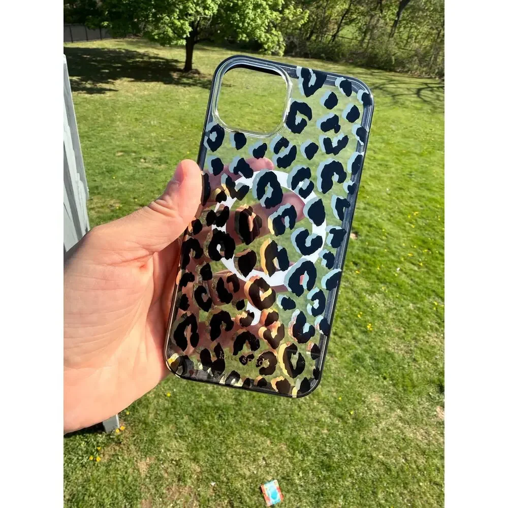 Kate Spade Iphone 15 Pro Max Protective Case W/ Magsafe- city leopard- Preowned